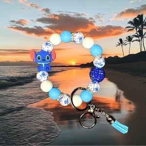 Stitch Beaded Bling Wristlet Keychain